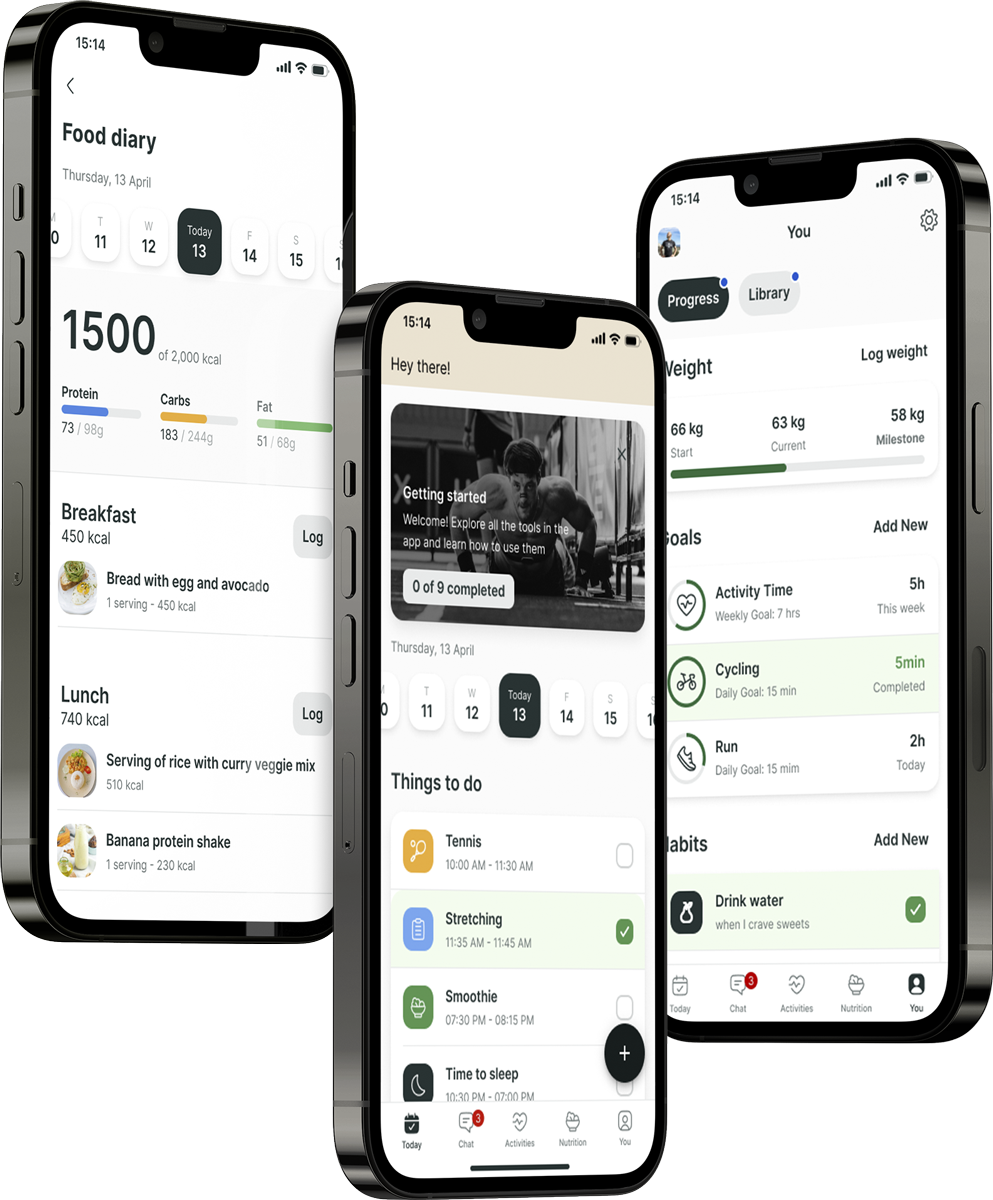 A mockup of the coaching app showcasing the features.